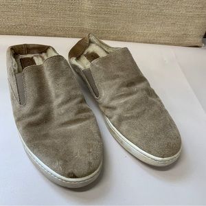 Vince Garvey Slip On Mule Sneaker Womens 8 Flint Brown Shearling Suede